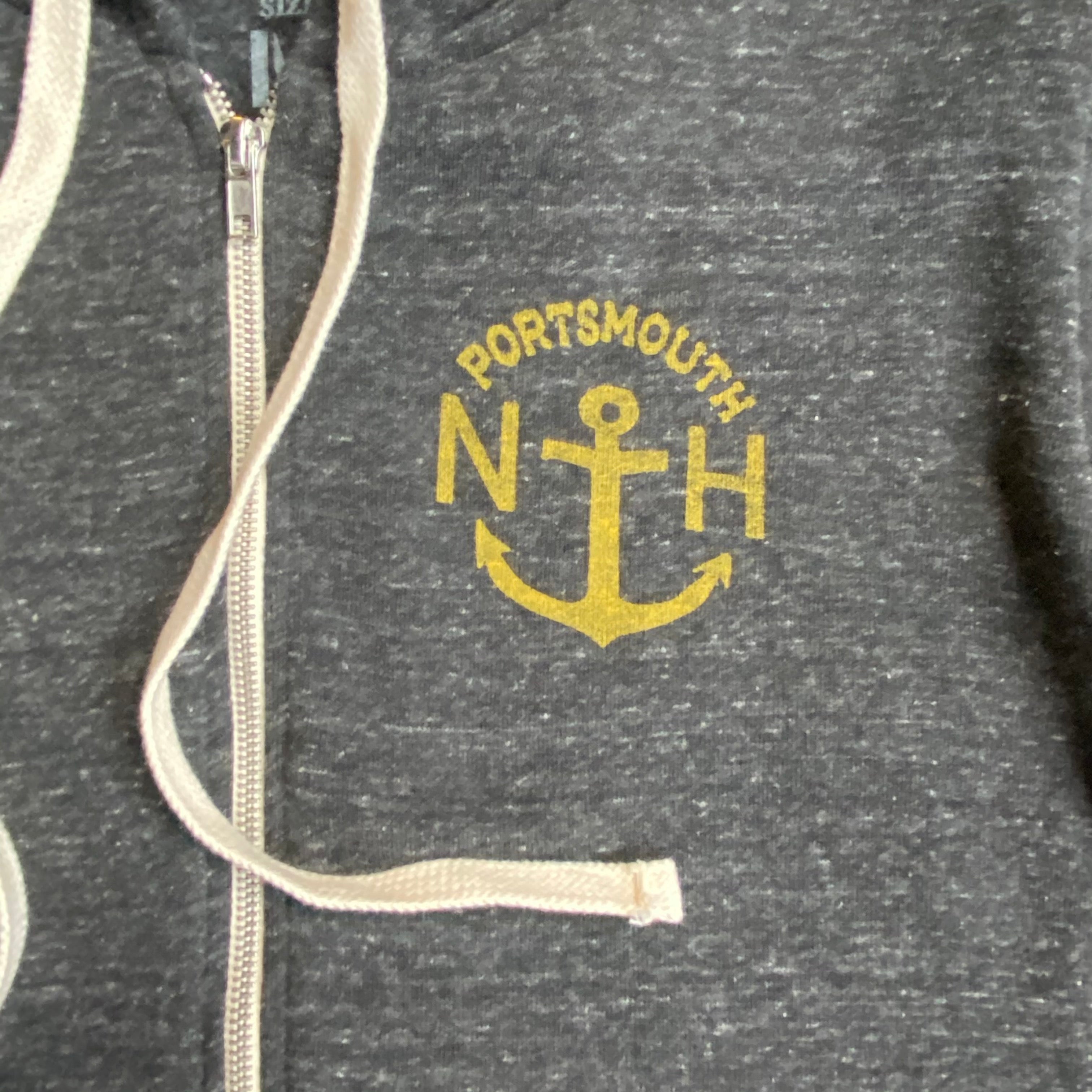 Portsmouth Anchor Zip Hoodie, Charcoal