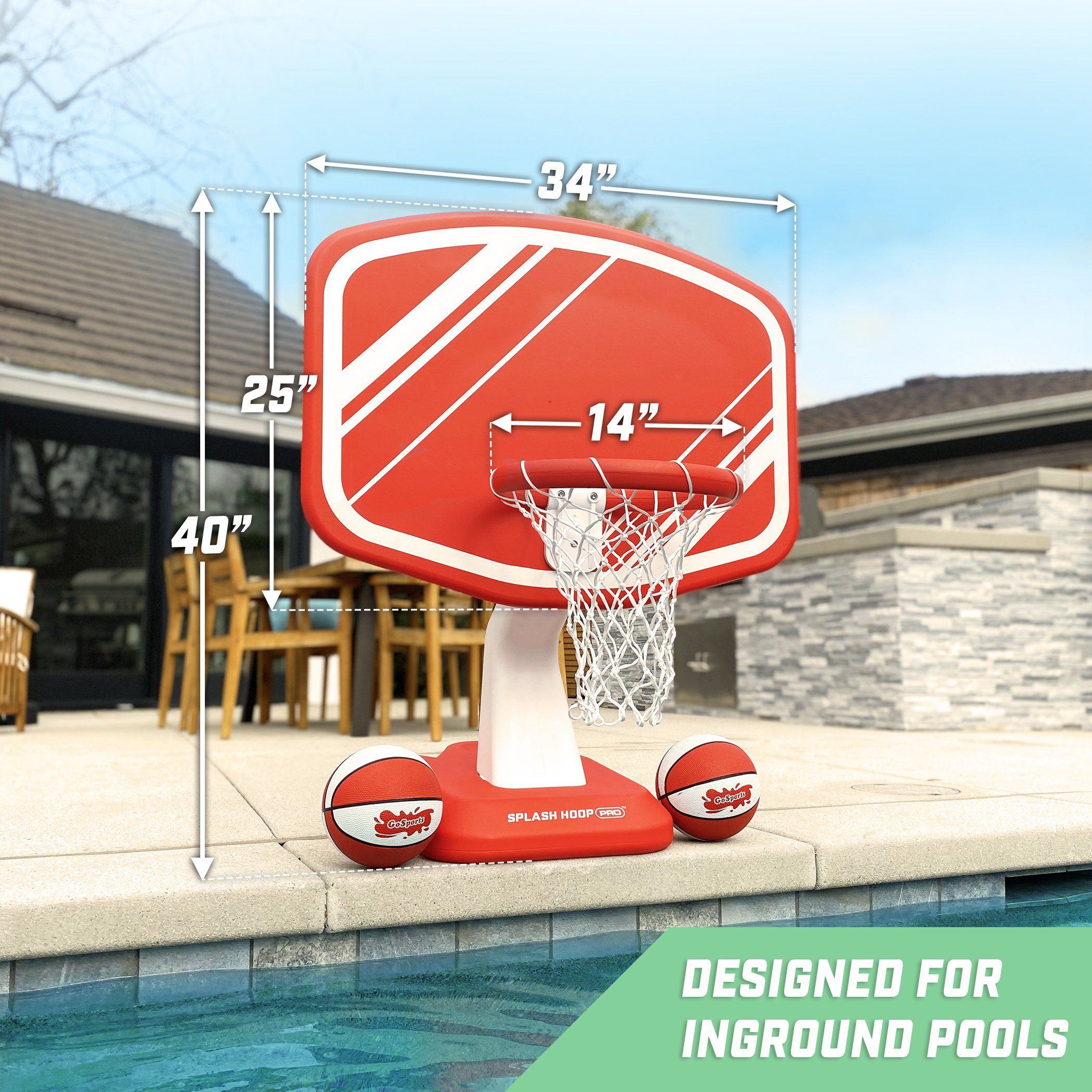 Gosports Splash Hoop Pro Poolside Basketball Game Red 