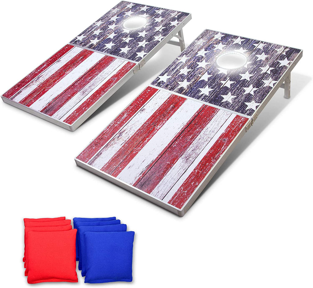 Weather Resistant Cornhole Bags - Set of 8 Bright American Flag Bean Bags  for Corn Hole Game - Regulation Size & Weight - 4 Stars & 4 Stripes :  : Toys & Games