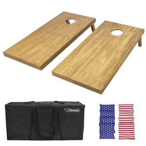 GoSports 4'x2' Regulation Size Wooden Cornhole Set with Light Brown Finish - Includes Carrying Case and America Bean Bags Set Cornhole playgosports.com 