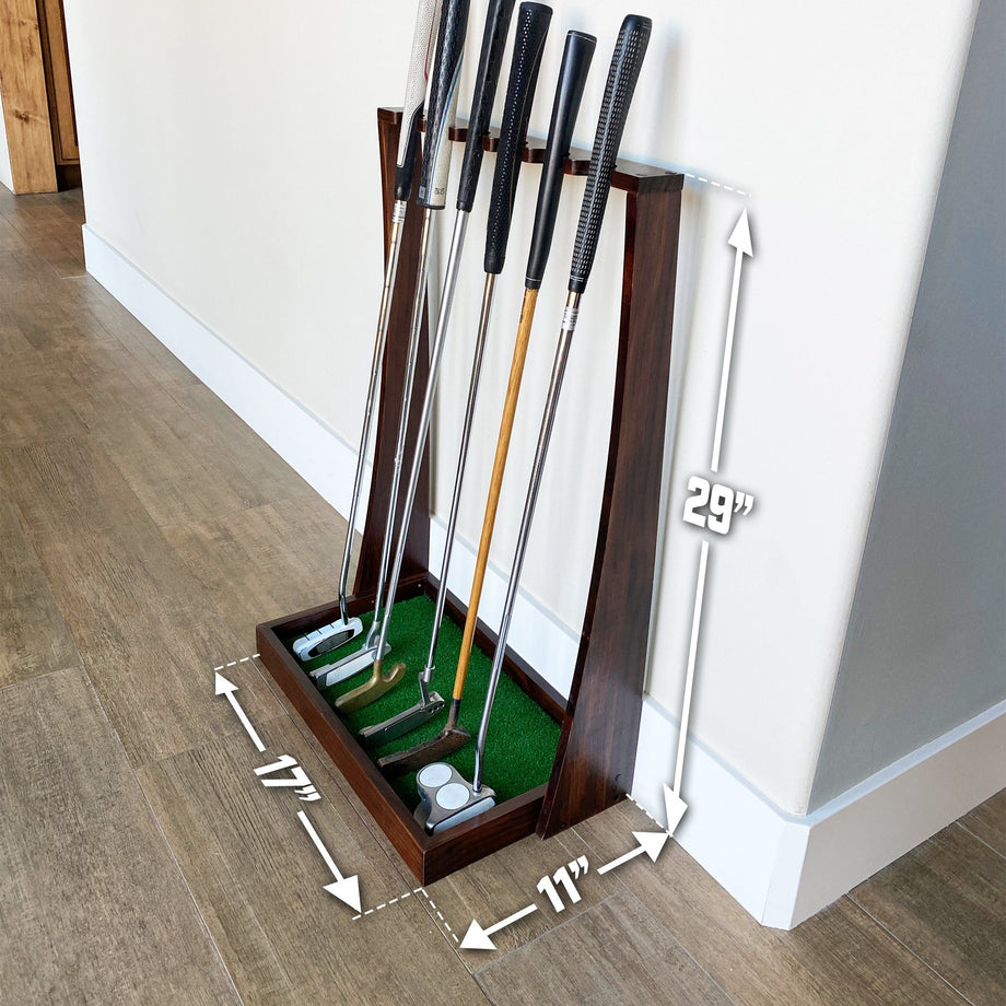 GoSports Premium Wooden Golf Putter Stand – 