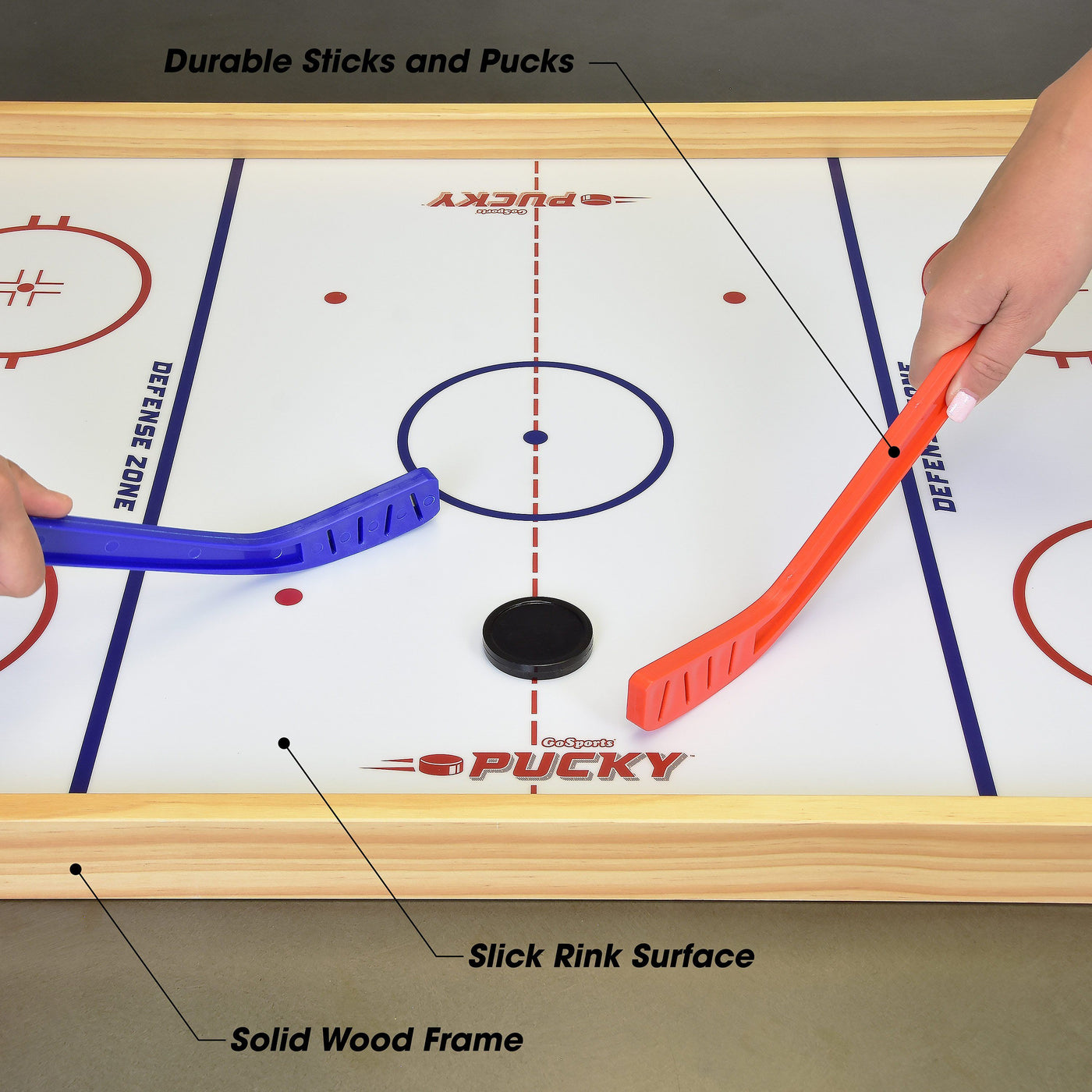 Gosports Ice Pucky Wooden Table Top Hockey Game For Kids Adults