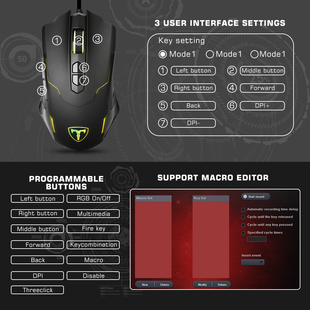 pictek gaming mouse wired size