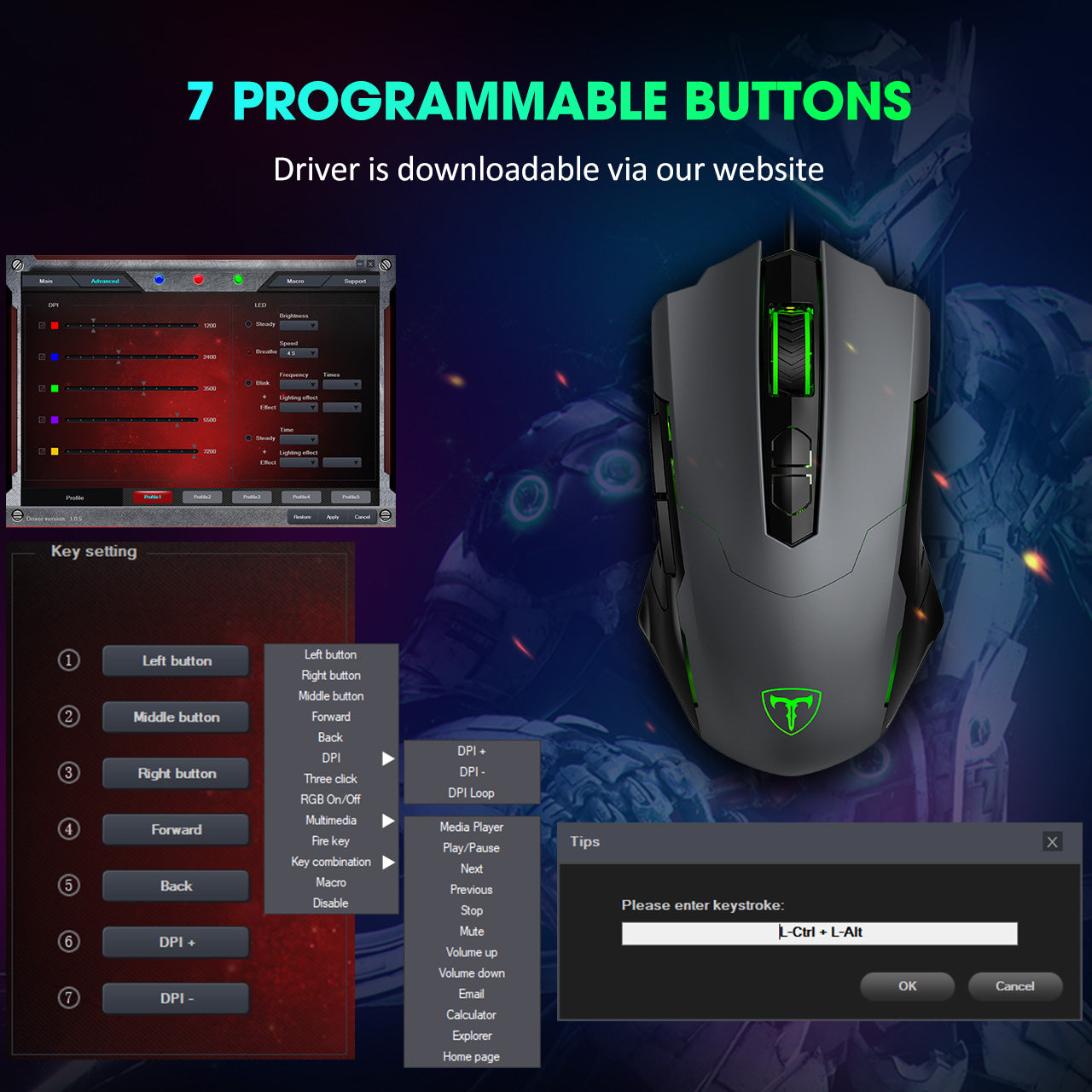 pictek gaming mouse wired driver download