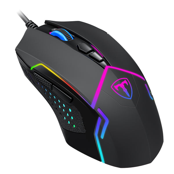 pictek gaming mouse wired 8 programmable buttons, chroma rgb backlit, 7200 dpi