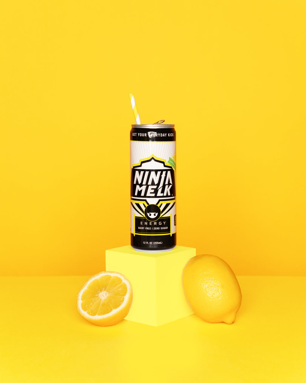 LEMON Black Iced Tea Energy Drink by Ninja Melk - 12 pack (12 x 12 Fl Oz Cans)
