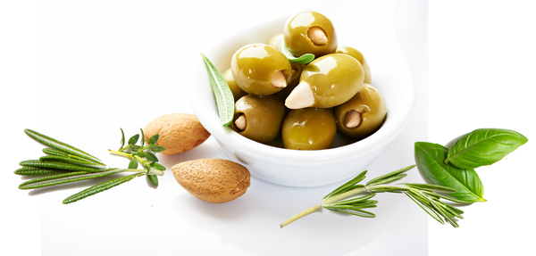 Olives, nuts and herbs