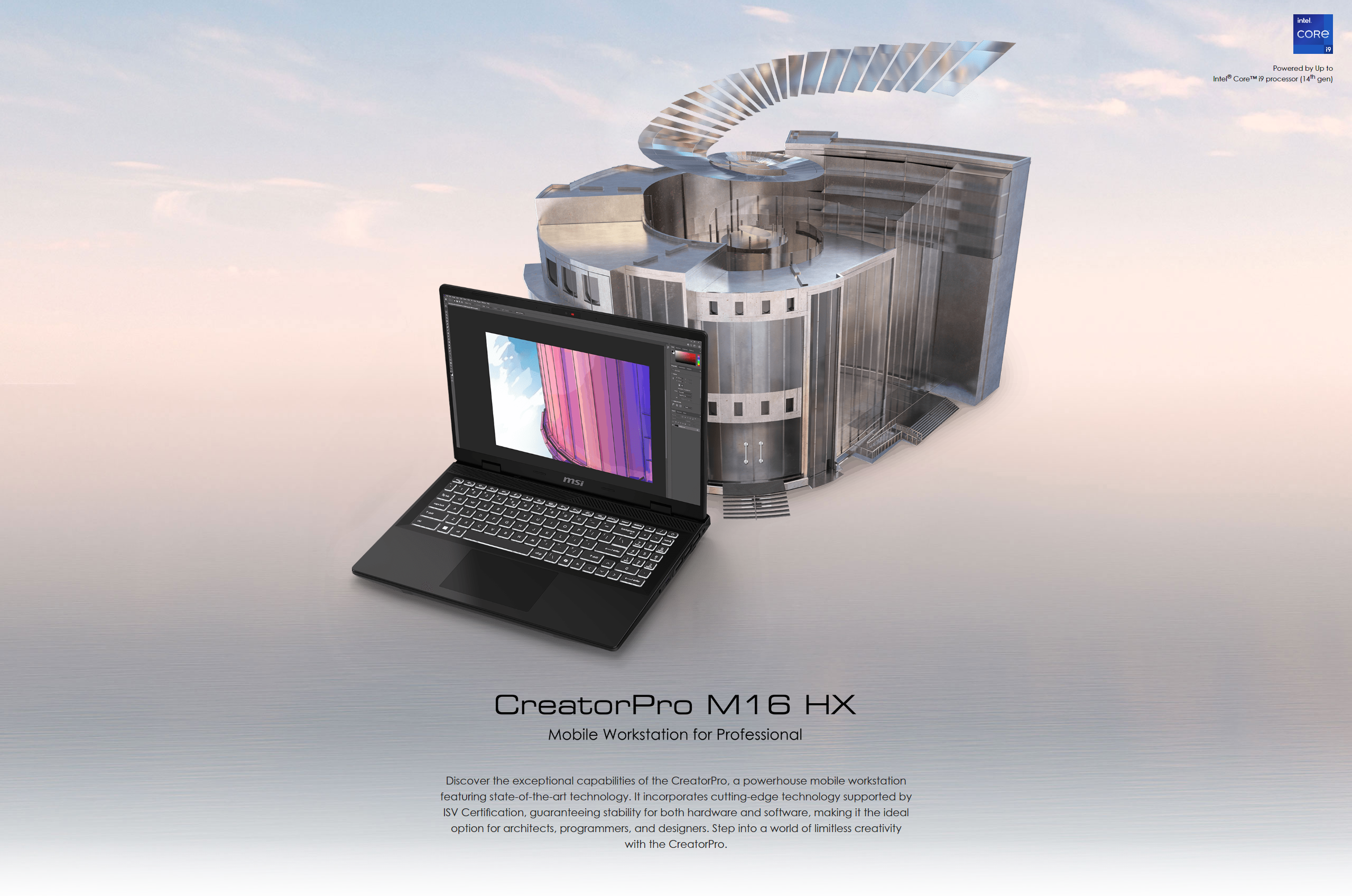 Discover the exceptional capabilities of the CreatorPro, a powerhouse mobile workstation featuring state-of-the-art technology. It incorporates cutting-edge technology supported by ISV Certification, guaranteeing stability for both hardware and software, making it the ideal option for architects, programmers, and designers. Step into a world of limitless creativity with the CreatorPro.