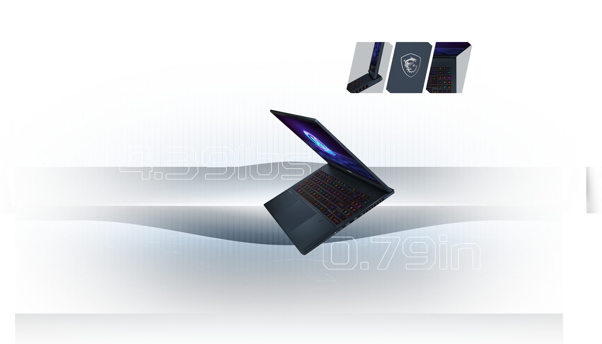 The Stealth 16 AI Studio comes with 4.39lbs ultra-light and 0.79in ultra-slim body and a durable Magnesium-Aluminum Alloy Chassis in Star Blue. This exclusive color refers to the color of the starry sky on a dark night, representing the ideals and spirit of epic adventure. The new slim and light body, sleek and aerodynamic for cosmic travel, blasted to the sky, exploring beyond the limits.