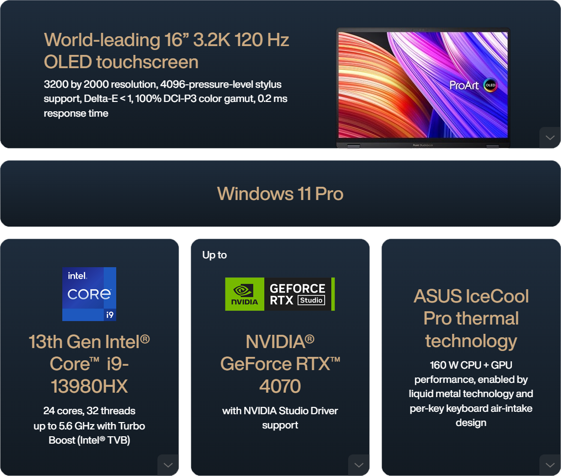 ASUS ProArt StudioBook Pro 16 OLED (W7604J3D-XS99T) 16 3.2K 120Hz