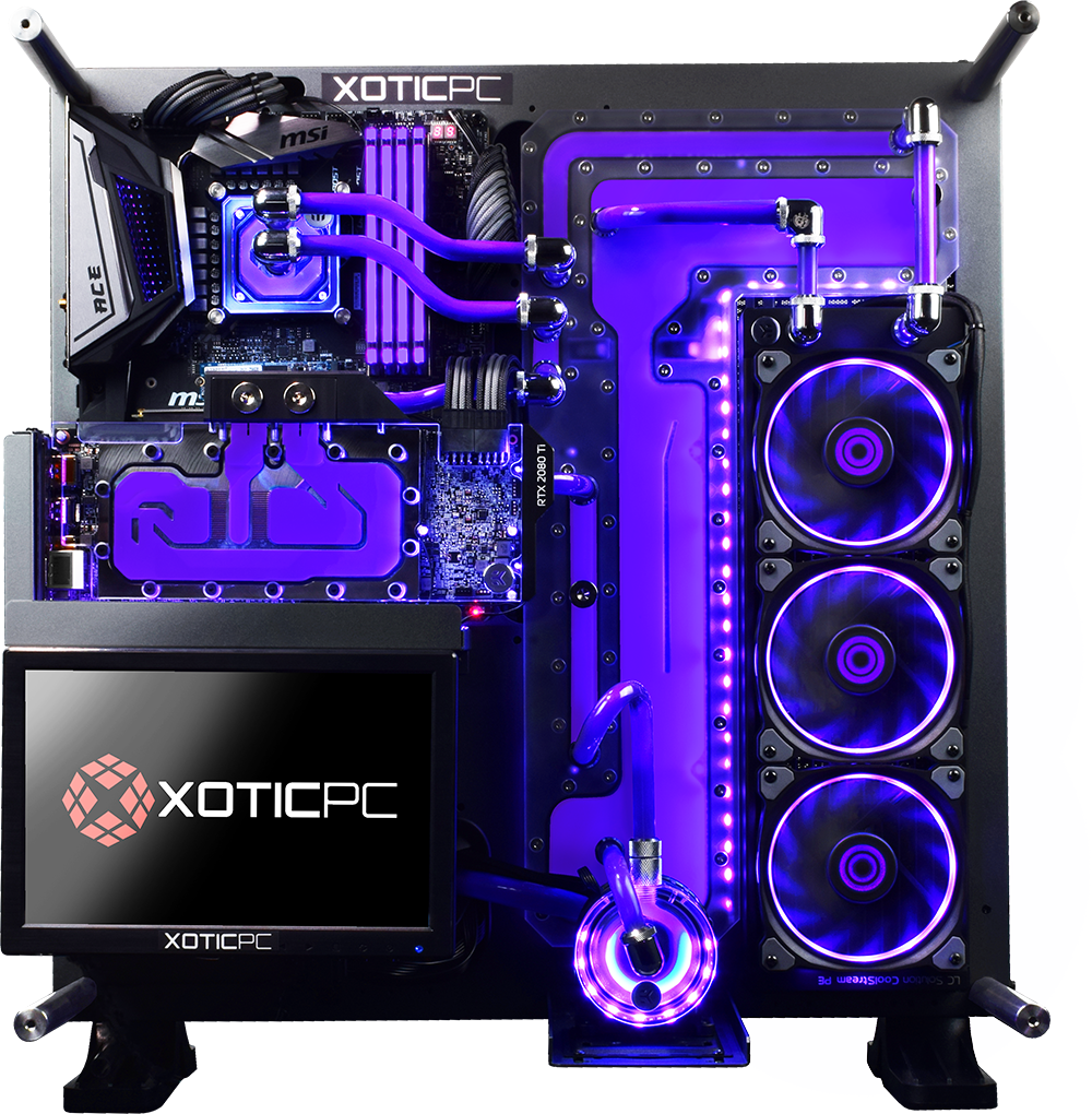 Side view of the XOTIC Focus Extreme Ready-to-Ship Gaming Desktop