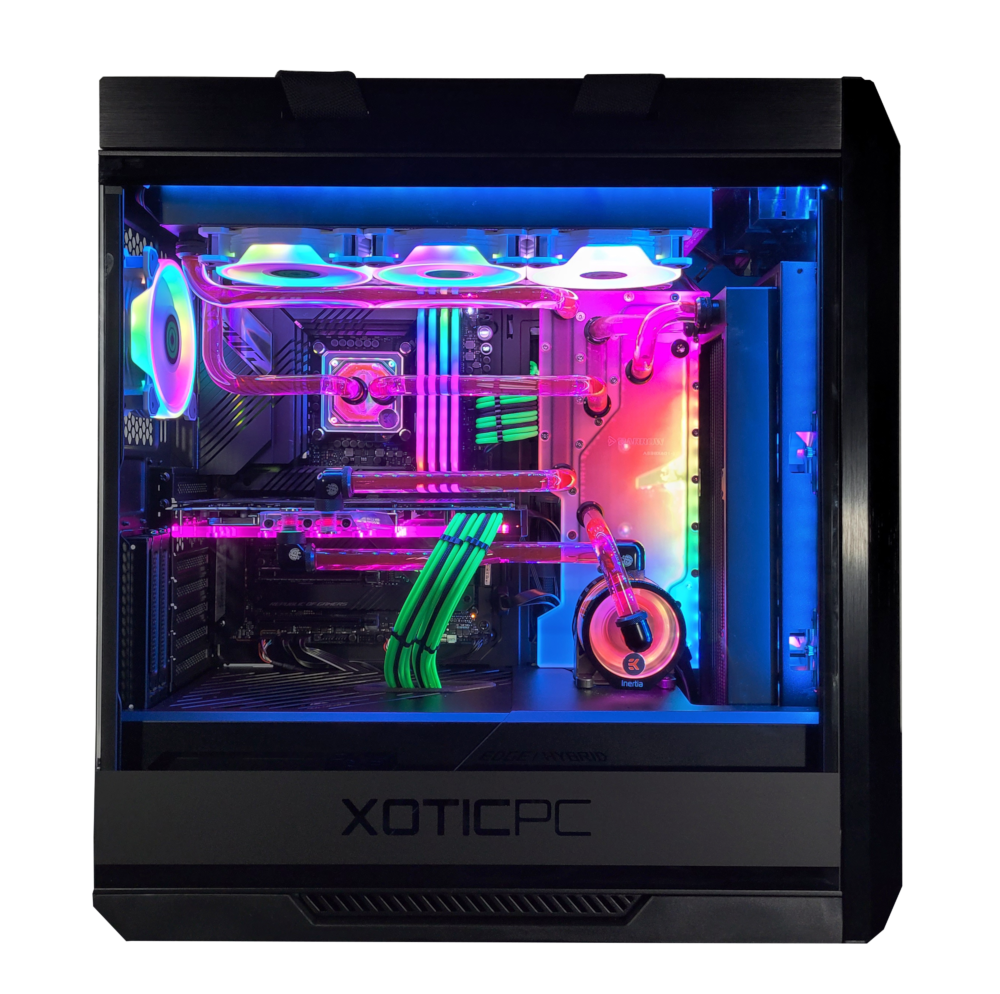 Side view of the XOTIC Focus Extreme Ready-to-Ship Gaming Desktop