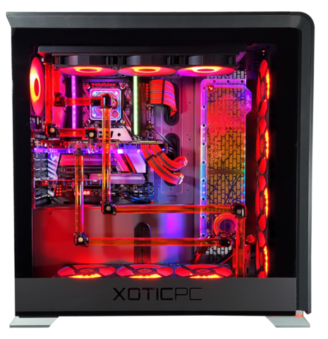 Side view of the XOTIC Focus Extreme Ready-to-Ship Gaming Desktop