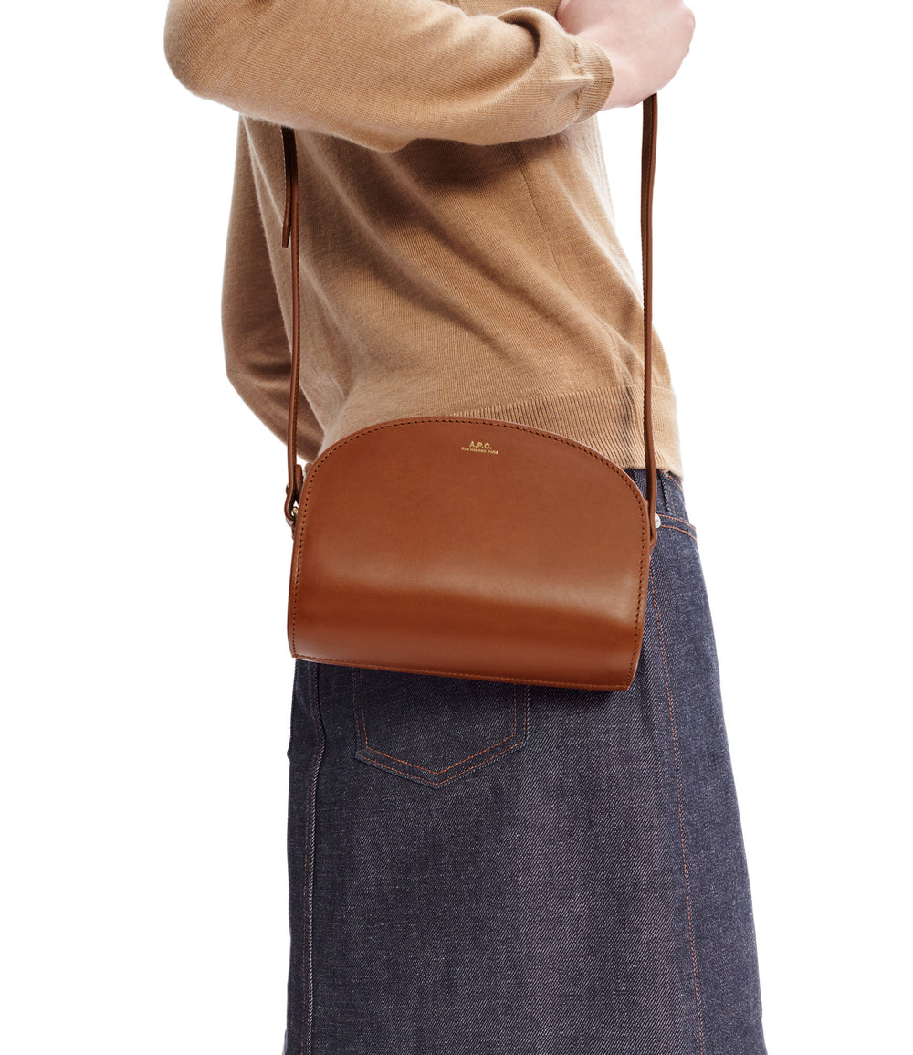 A.P.C Demi-Lune Leather Crossbody Bag - Brown