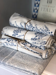 Block Print Tablecloth in Denim and Selina Napkins in Sapphire 