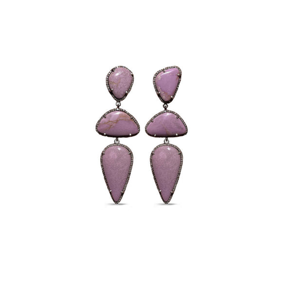 Pink Opal Triple Drop Earrings