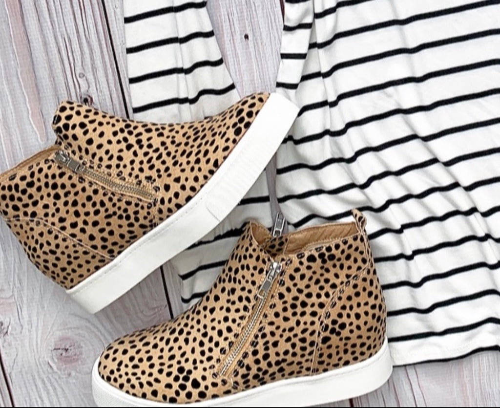 animal print wedge sneakers