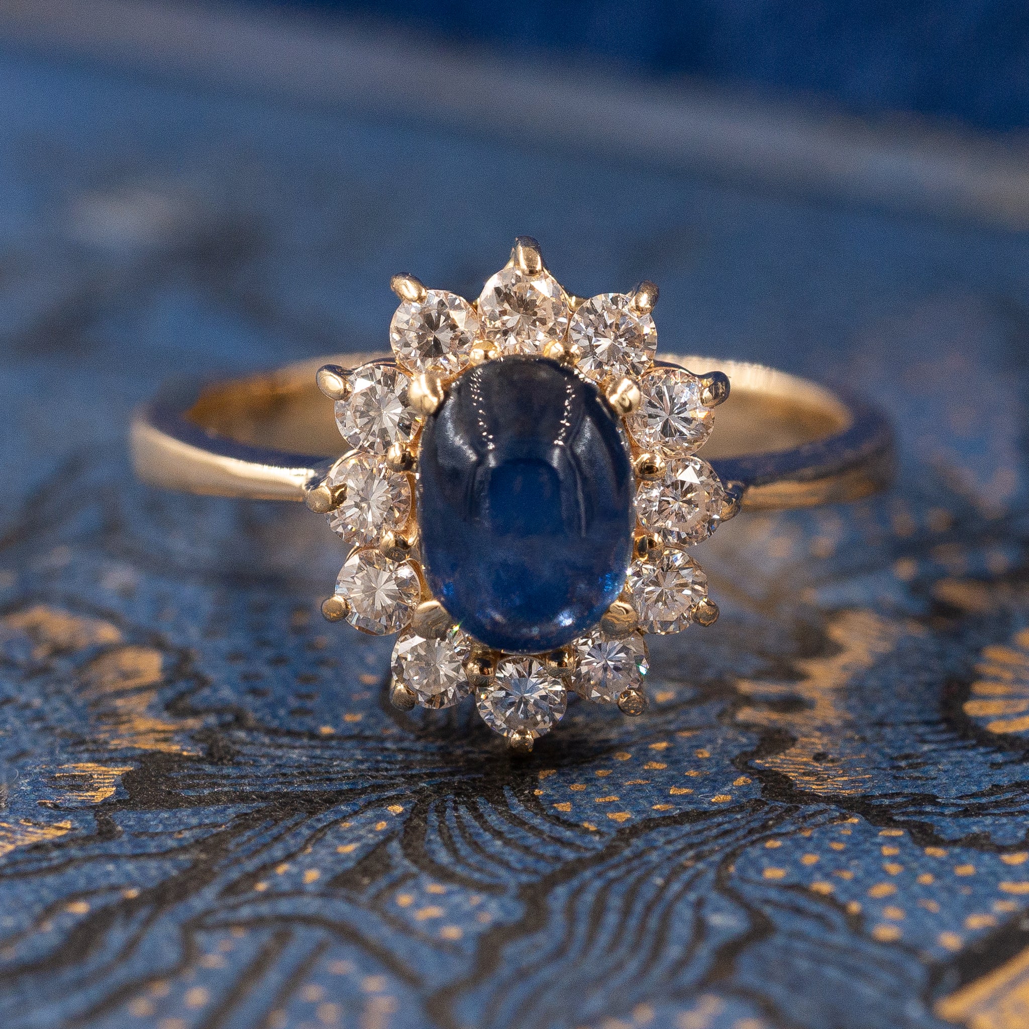 Sapphire Cabochon Diana Ring c1980 – Pippin Vintage Jewelry