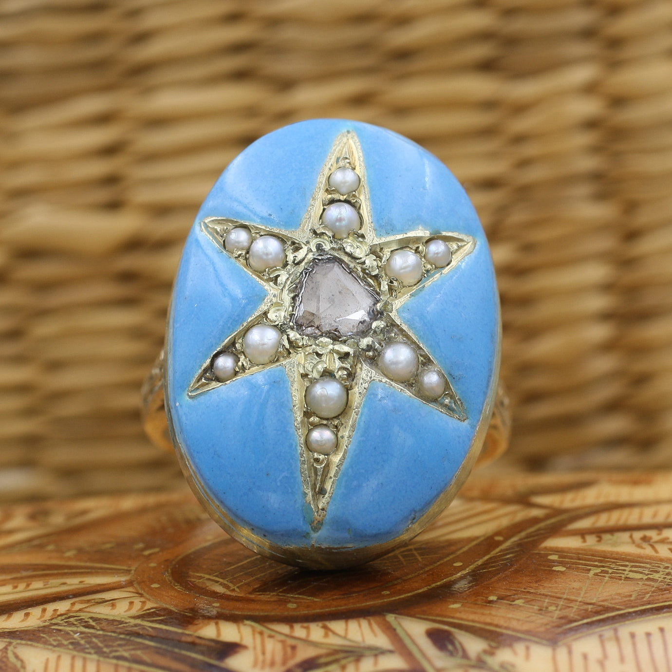 1850s Enamel Star Ring – Pippin Vintage Jewelry