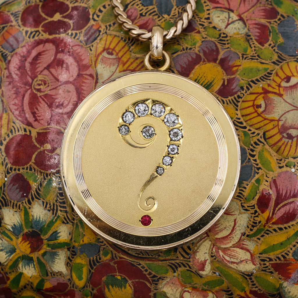 c1890 Rolled Gold and Paste Question Mark Locket – Pippin Vintage Jewelry