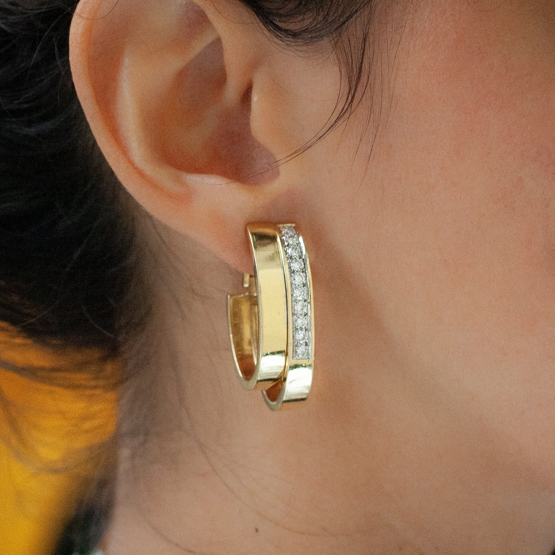 Bold Diamond Hoop Earrings c1980