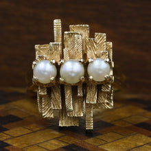 Brutalist Pearl Ring by Birks c1970