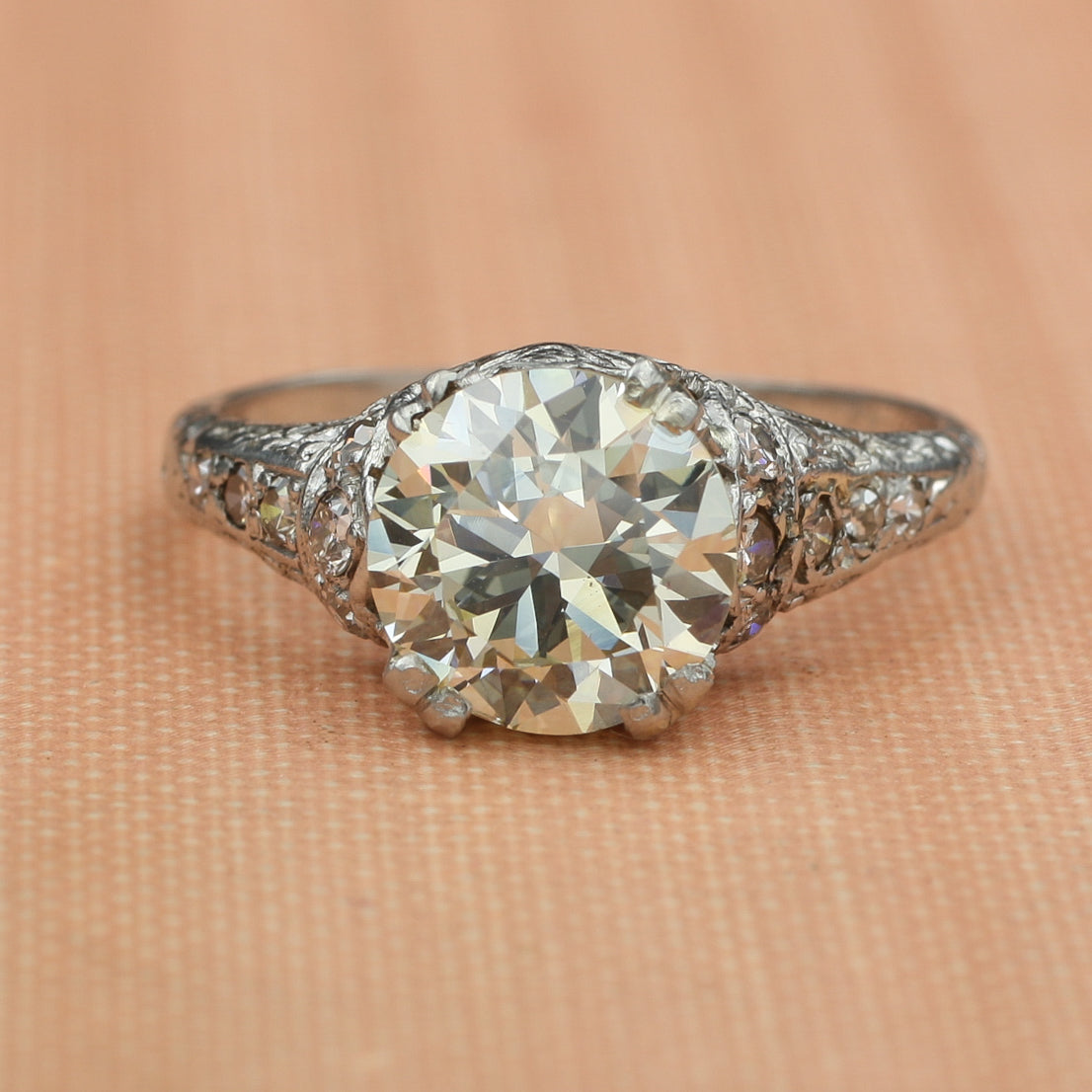 Handmade Platinum 2 Carat Diamond Ring c1920 – Pippin Vintage Jewelry