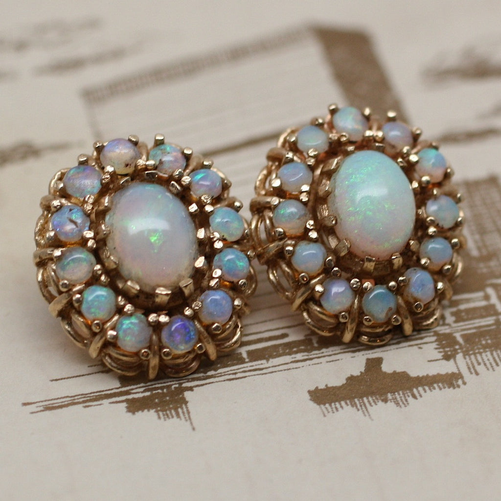 Circa 1930s - 1950s 14K Opal Earrings – Pippin Vintage Jewelry