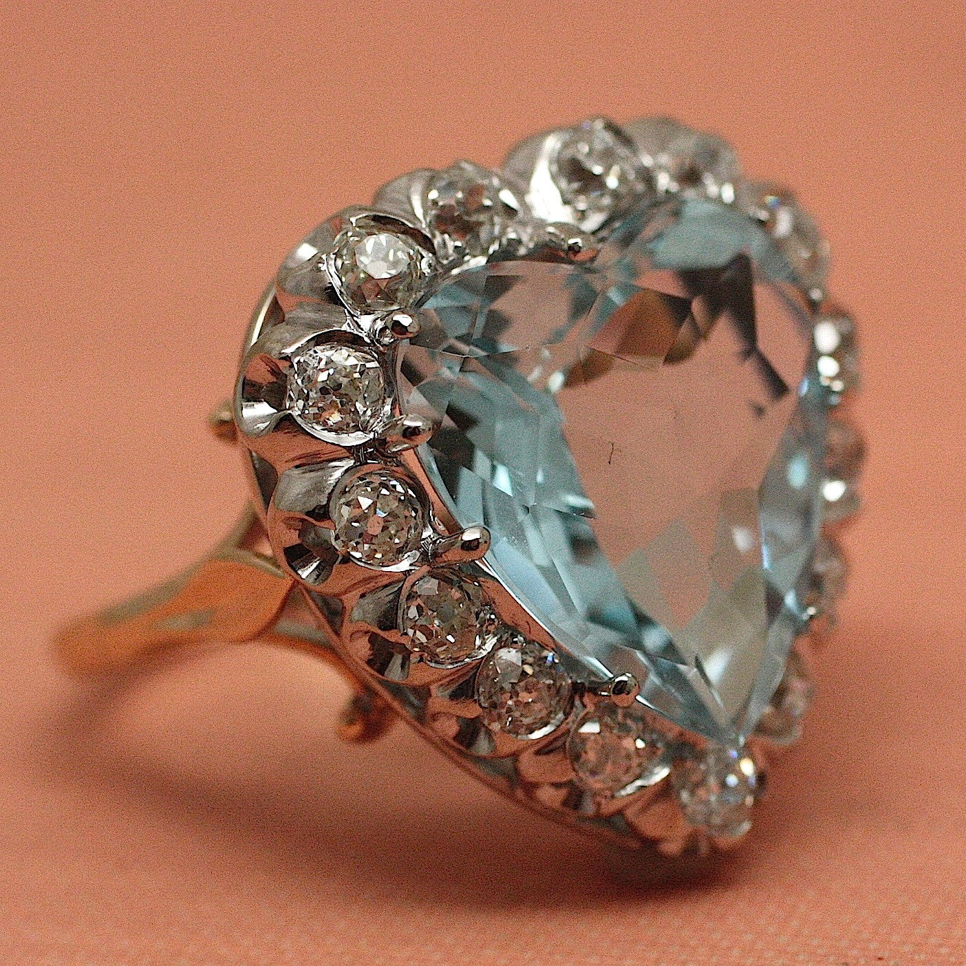 Circa 1950 Aquamarine & Diamond Cocktail Ring – Pippin Vintage Jewelry