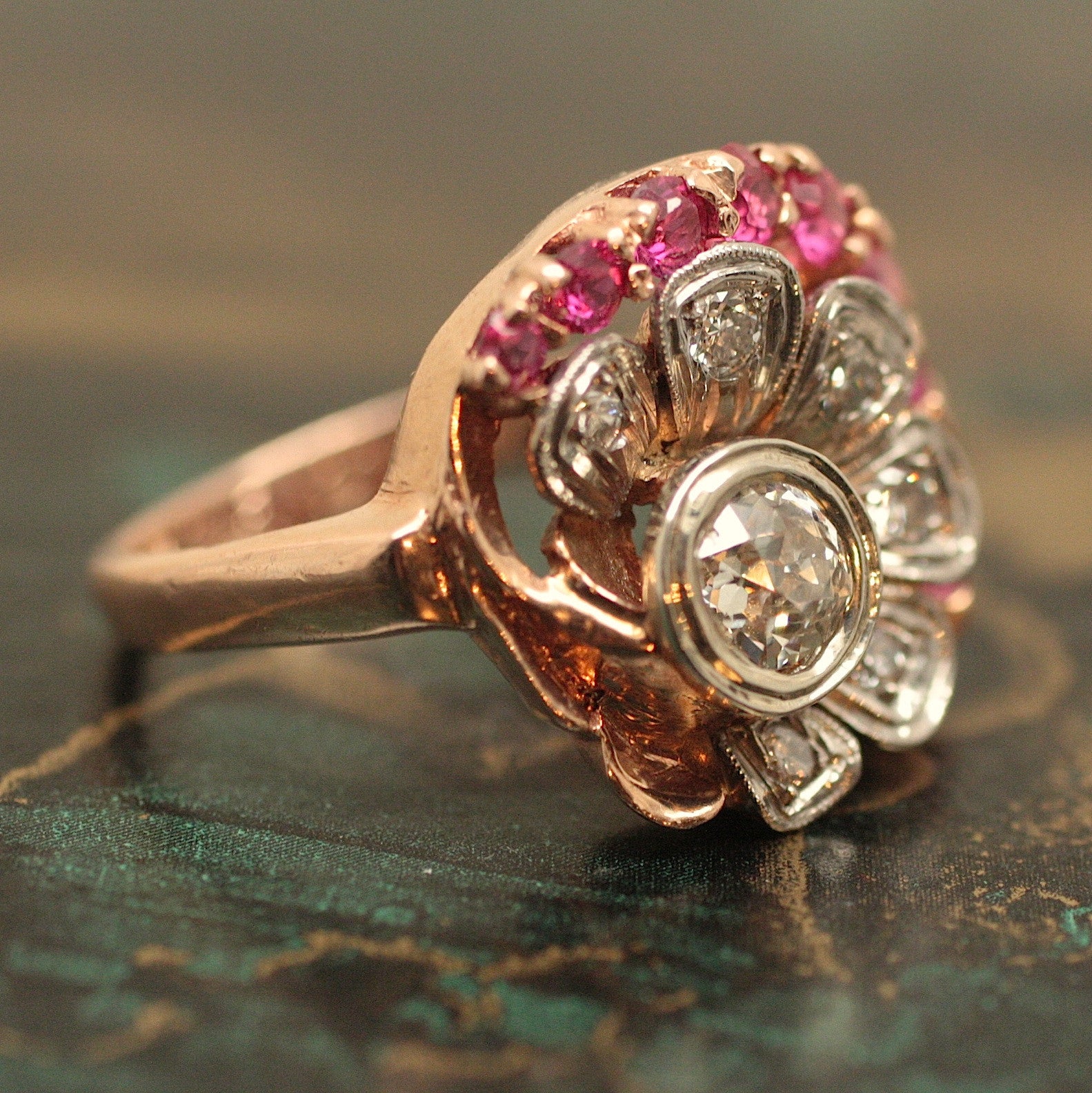 Circa 1940 Rose Gold, Diamond & Ruby Ring – Pippin Vintage ...