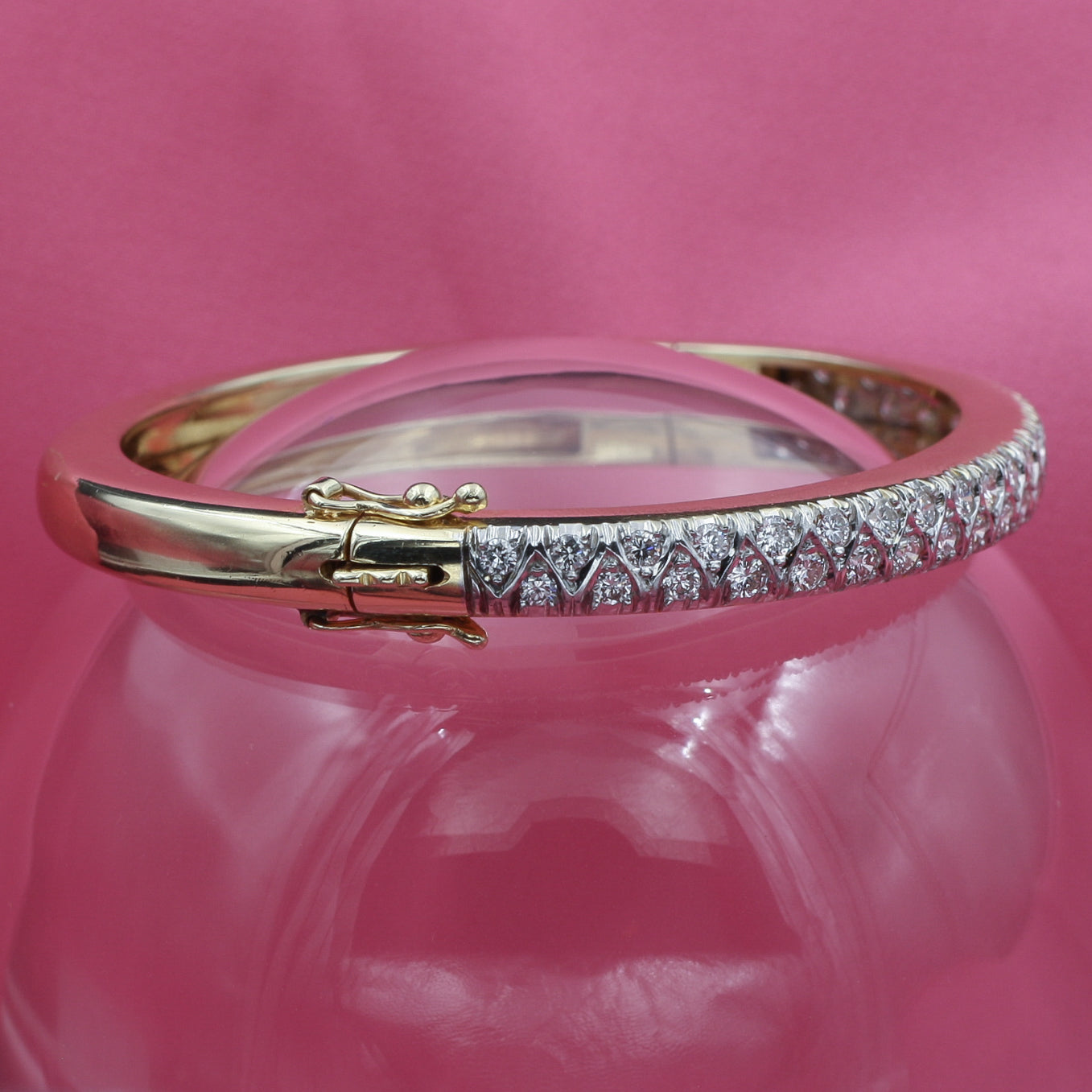 Full Cut Diamond Half Eternity Bangle c1970 – Pippin Vintage Jewelry