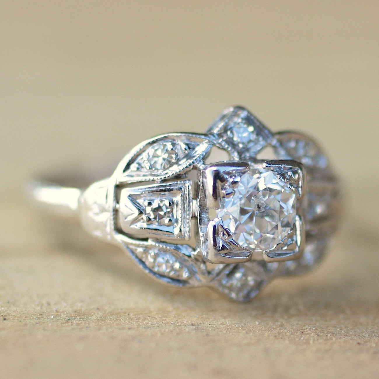 Circa 1920 Handmade Platinum & Diamond Ring – Pippin Vintage Jewelry