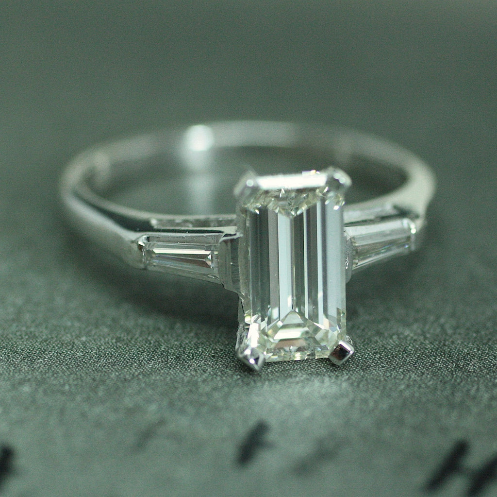 Circa 1950 Platinum Emerald Cut Diamond Ring – Pippin Vintage Jewelry