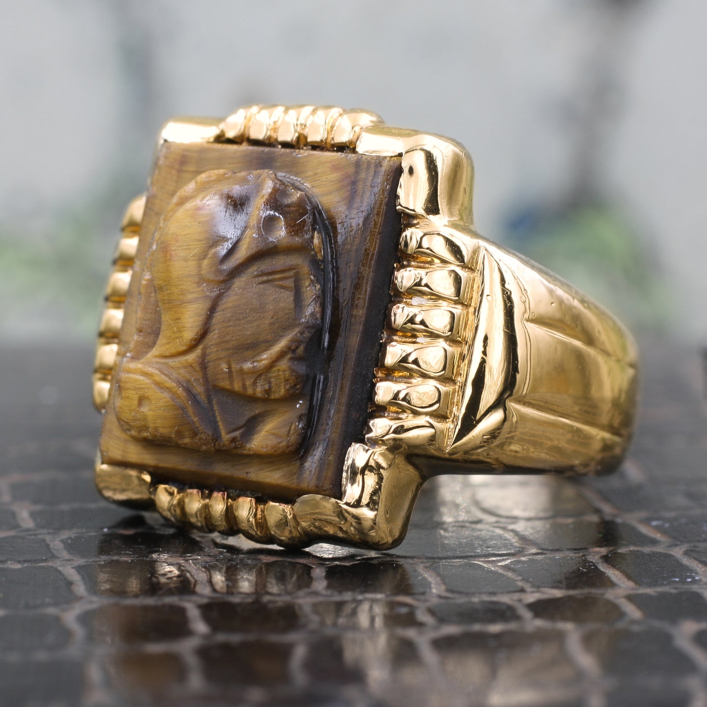 tiger eye cameo ring