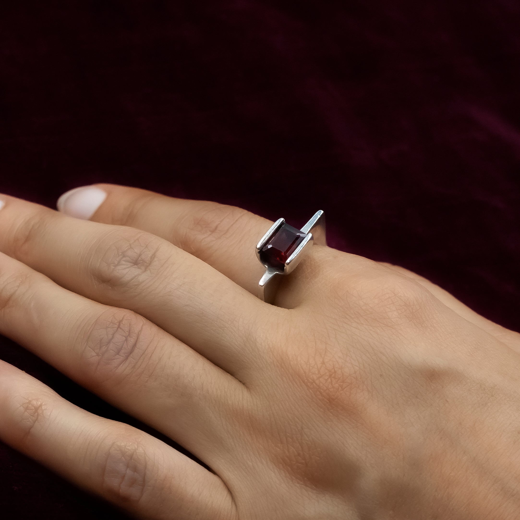 Modernist Garnet Ring