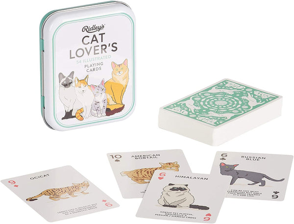 Ridley's Cat Lover’s Deck of Playing Cards – 54 Beautifully Hand-Illustrated Cat Playing Cards – Includes a Durable Storage Tin for Easy Travel – Makes a Unique Gift Idea