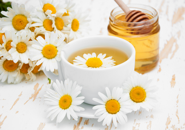 German chamomile tea with honey