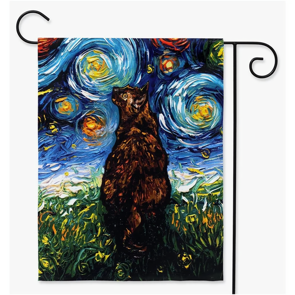 Double-Sided Tortoiseshell Cat Starry Night Yard Flag | SagittariusGallery