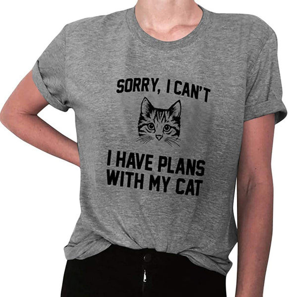 “Sorry I Can’t I Have Plans With My Cat” T-shirt, Esobo