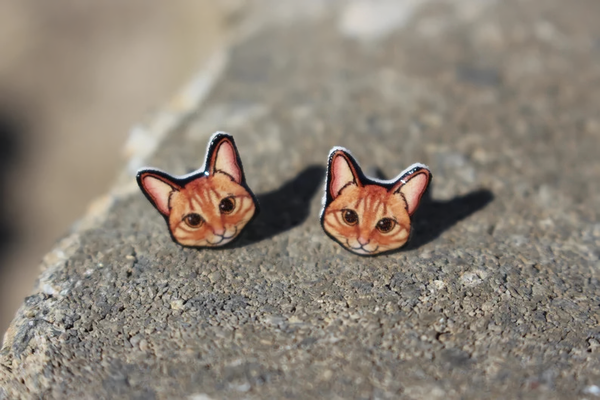 Orange Tabby Cat Earrings