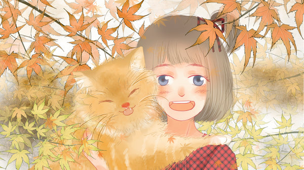 Orange cat with girl