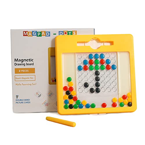 Magnetic Drawing Board for Toddlers, Large Doodle Board with Magnetic Pen and Beads, Magnetic Dot Art, Montessori Educational Preschool Toy, Travel Toys for 3 4 5 6 Year Old Boys Girls