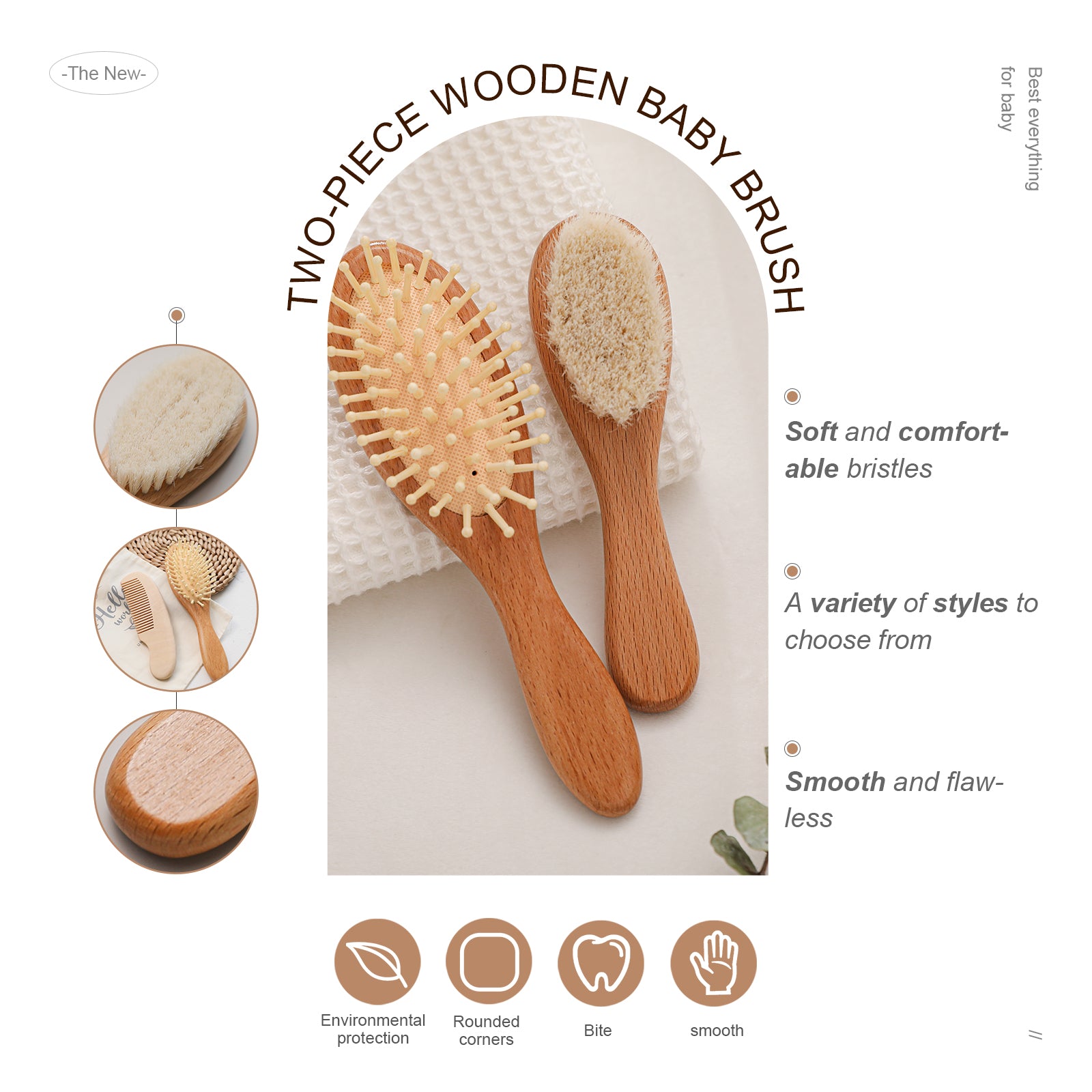 Two-Piece Wooden Baby Brush-image-2