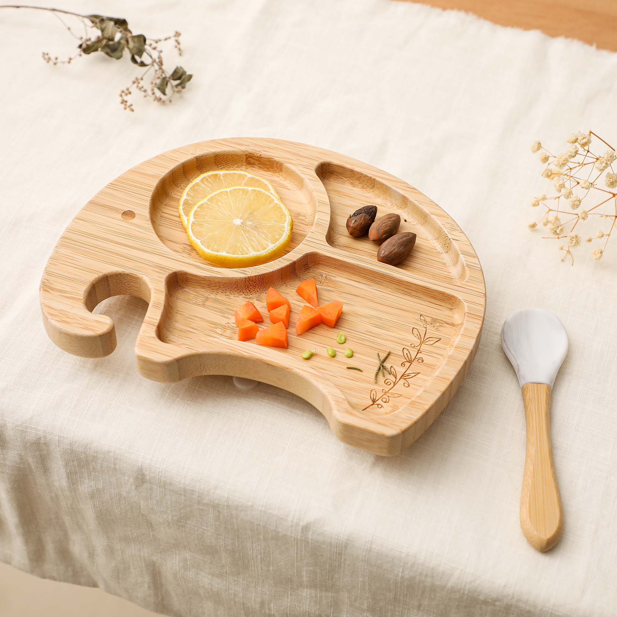 Wooden Elephant Baby Feeding Set-image-2