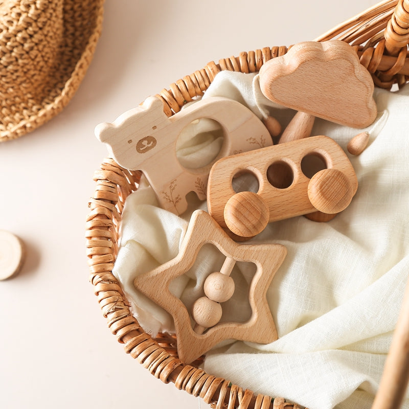 Wooden Cloud Rattle Set