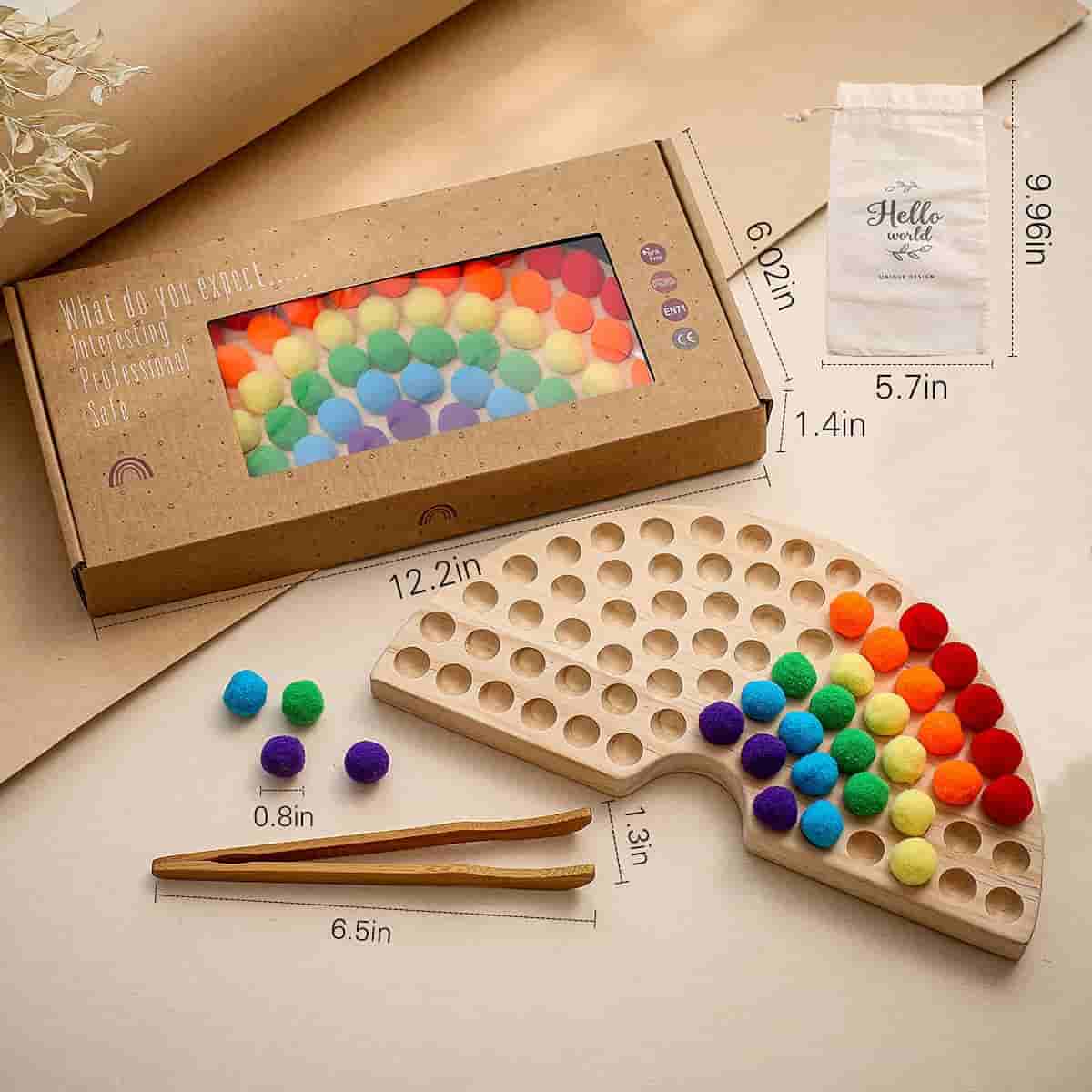 Wooden Rainbow Sorting Board-image-4