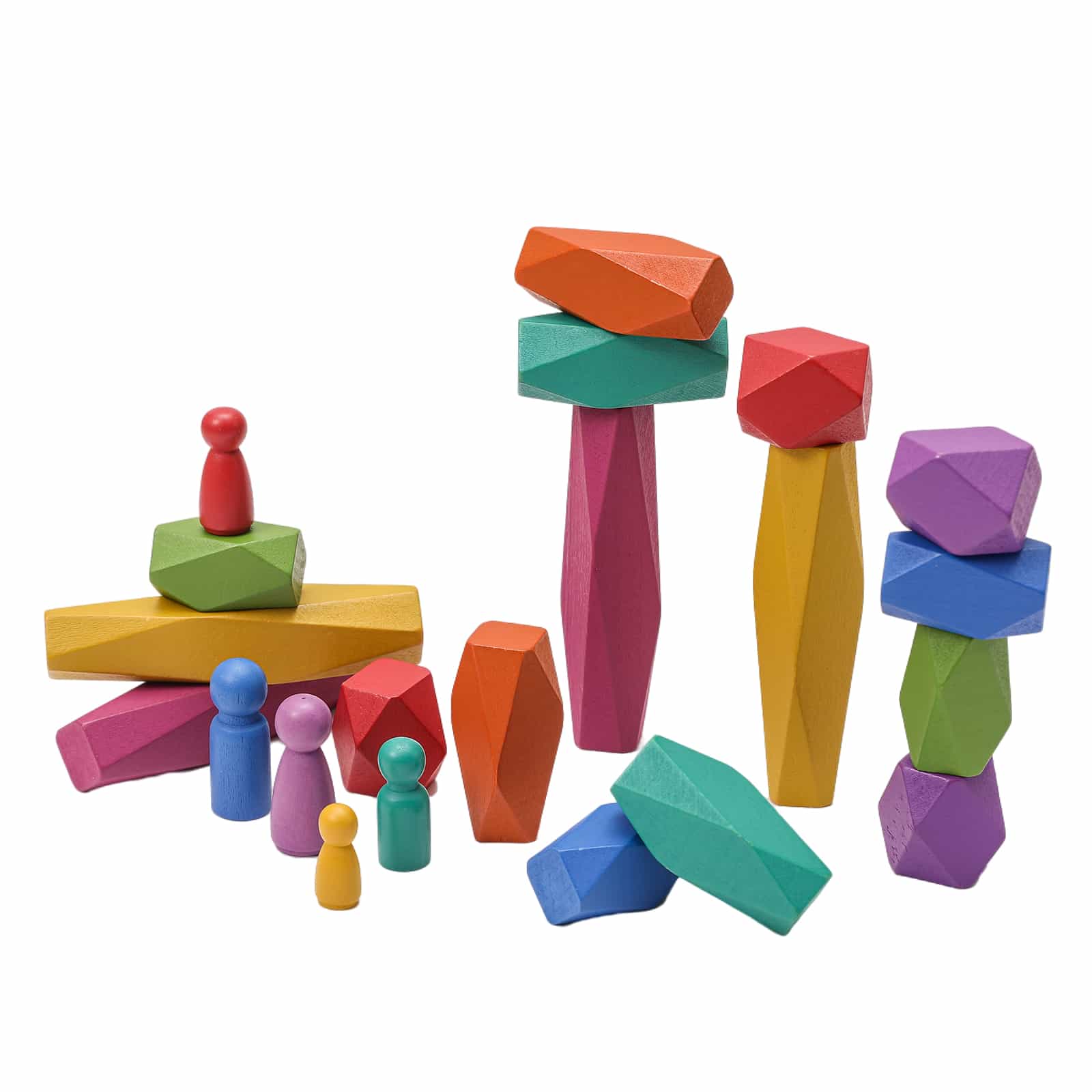 Wooden Rainbow Stones Building Blocks-image-0