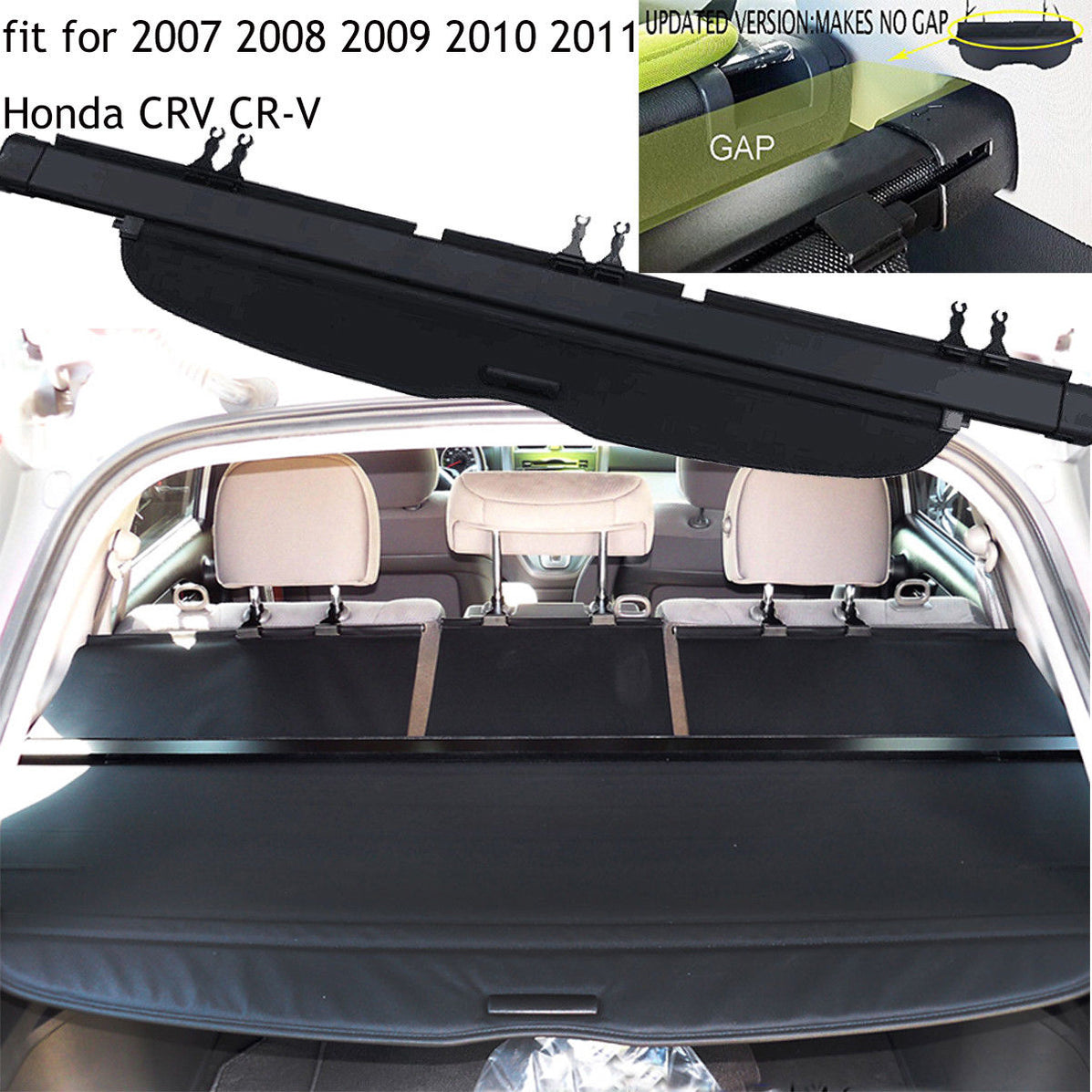 Black Retractable Trunk Tonneau Cargo Cover Cargo blind for Honda CRV