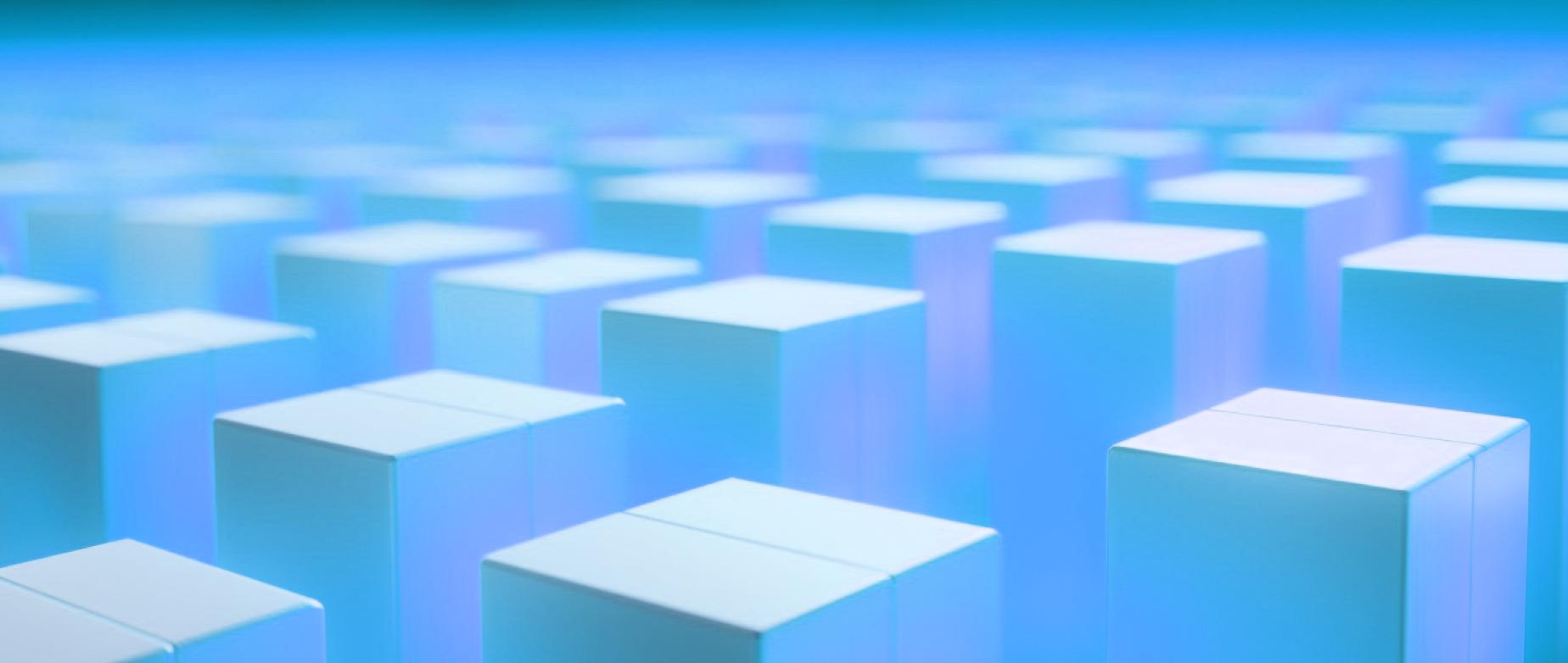 Una serie de columnas azules en 3D sobre un fondo azul.
