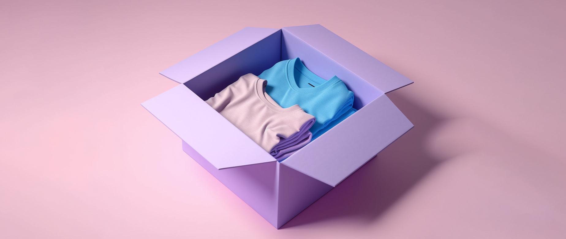 qué es mercancía muerta: camisetas en una caja